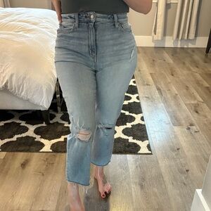 High-Waisted Light Blue Distressed Jeans